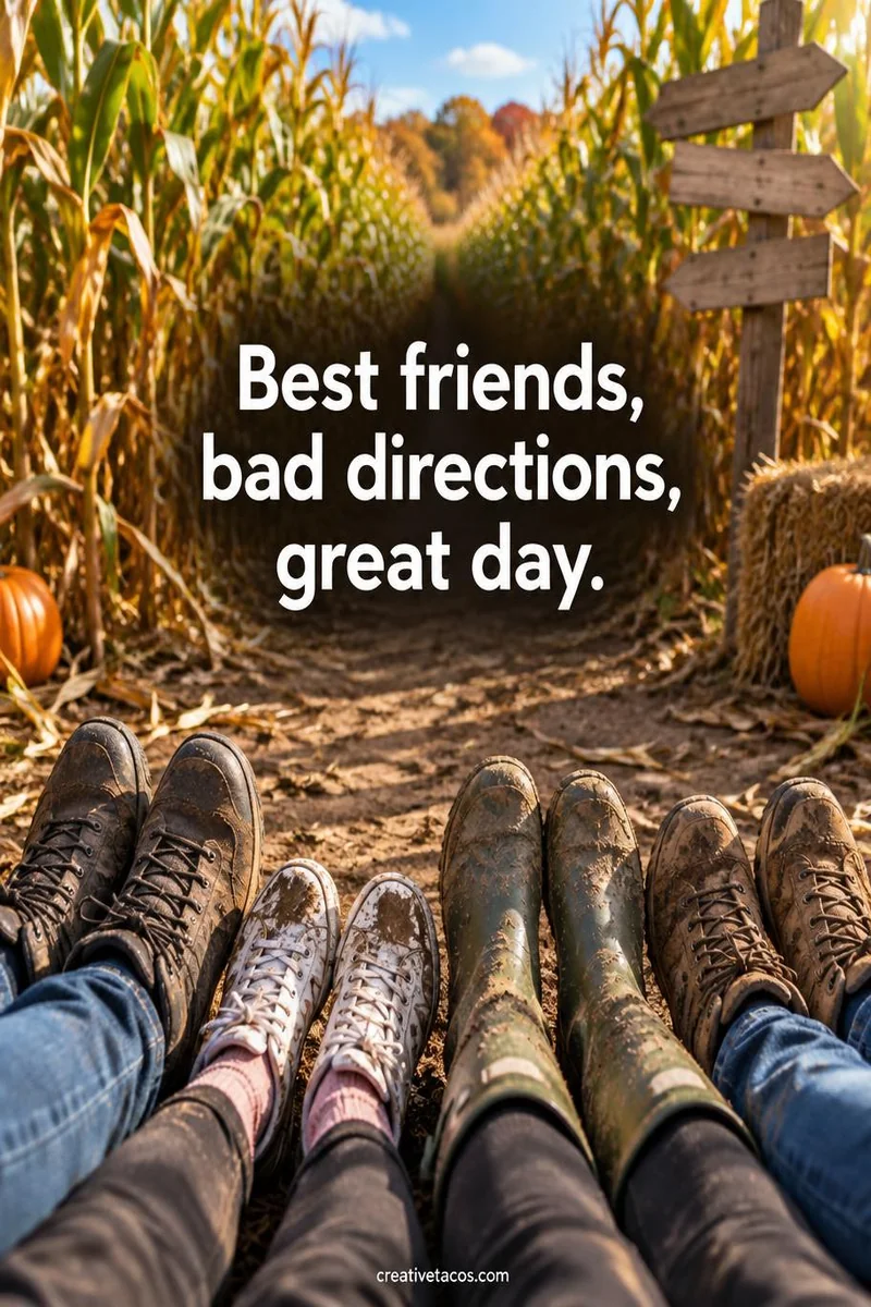 Quote card: Best friends, bad directions, great day.