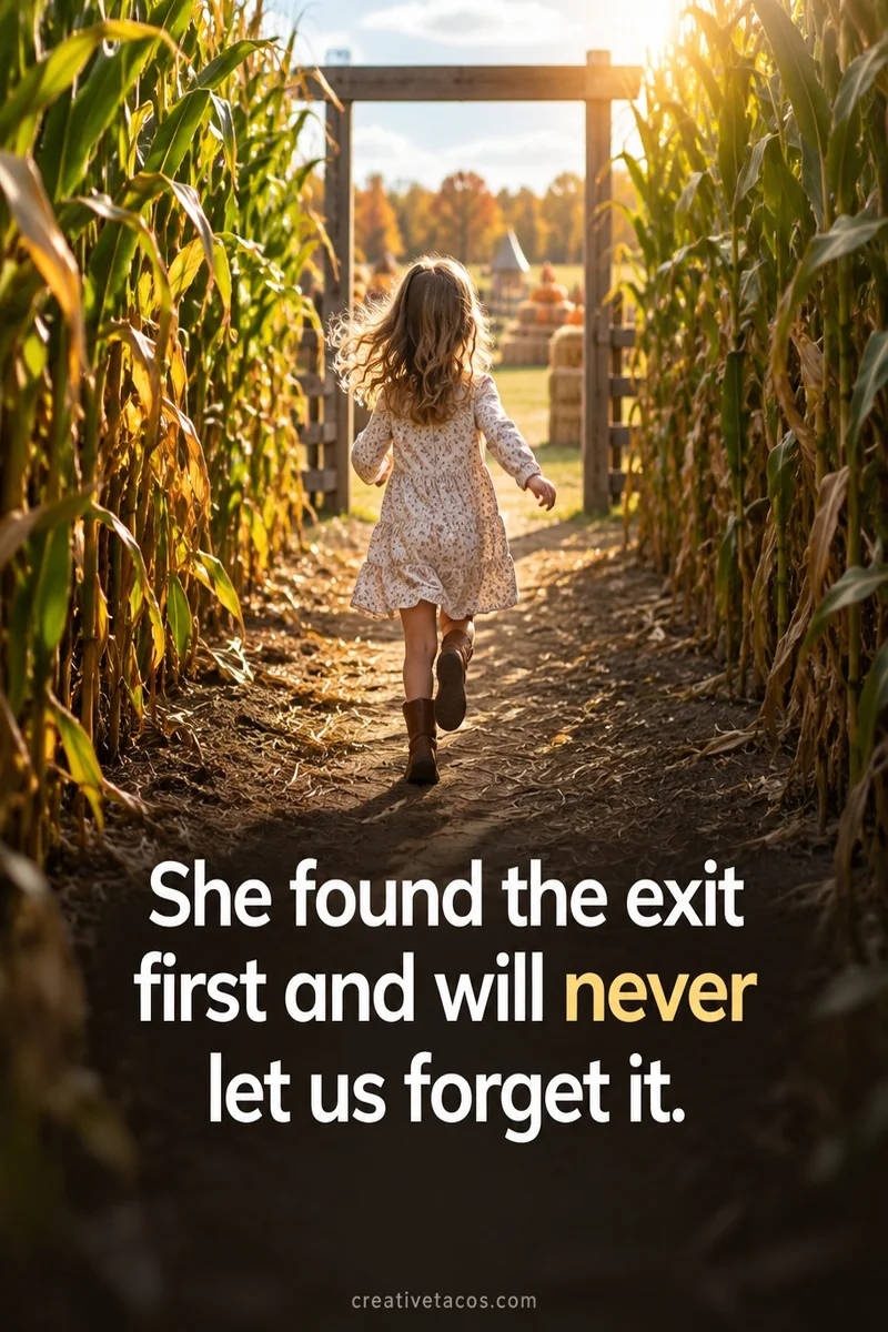 Quote card: She found the exit first and will never let us forget it.