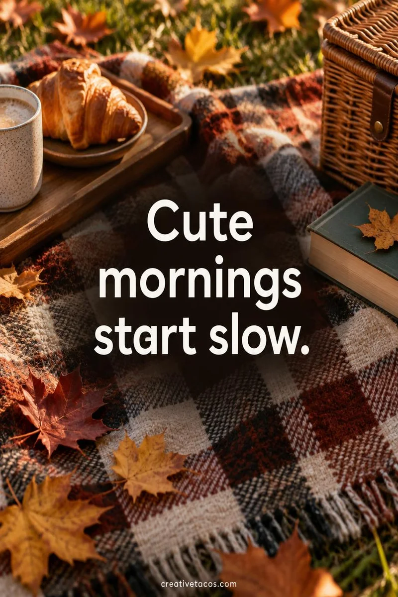 Quote card: Cute mornings start slow.