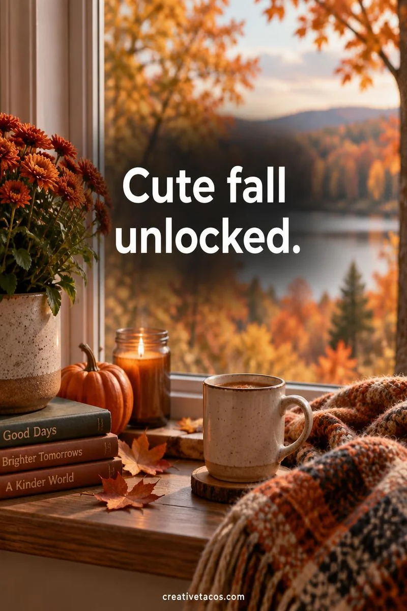 Quote card: Cute fall unlocked.