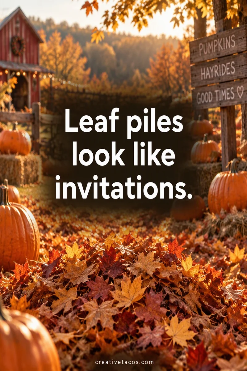 Quote card: Leaf piles look like invitations.