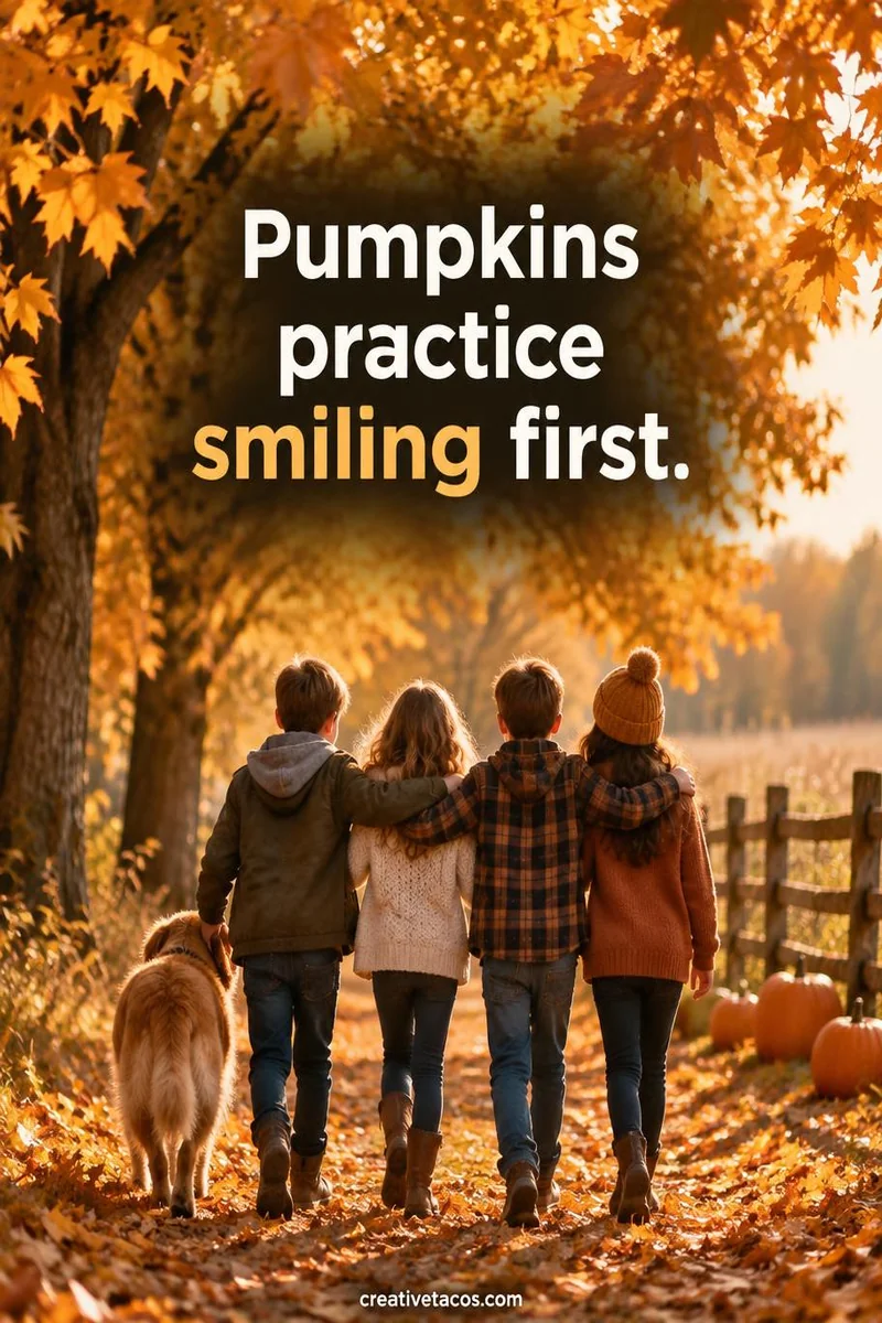 Quote card: Pumpkins practice smiling first.
