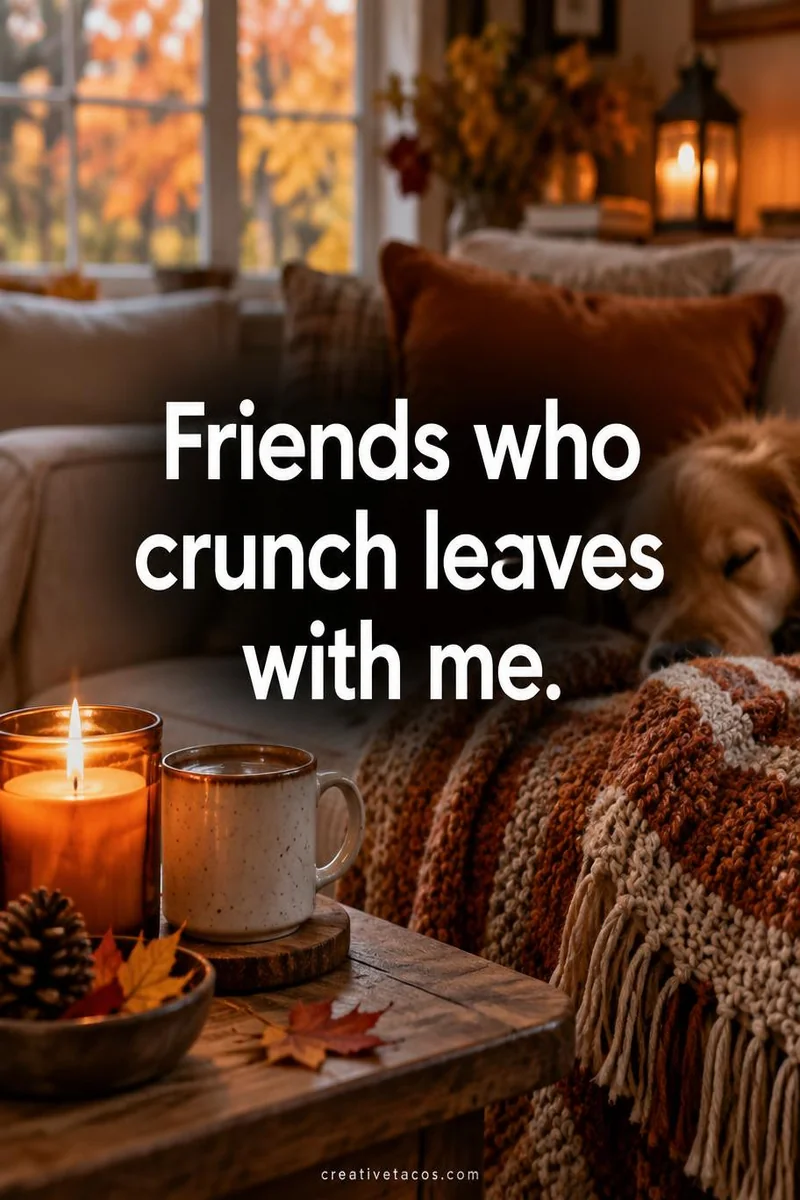 Quote card: Friends who crunch leaves with me.