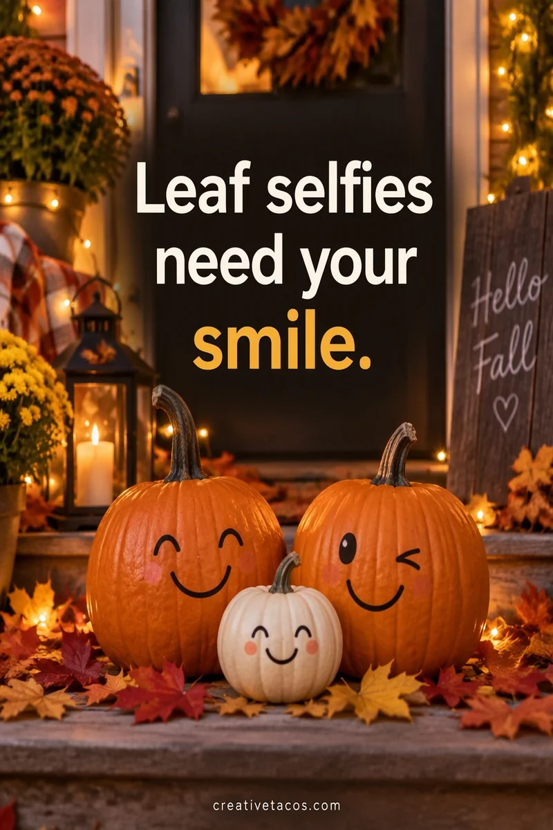 Quote card: Leaf selfies need your smile.