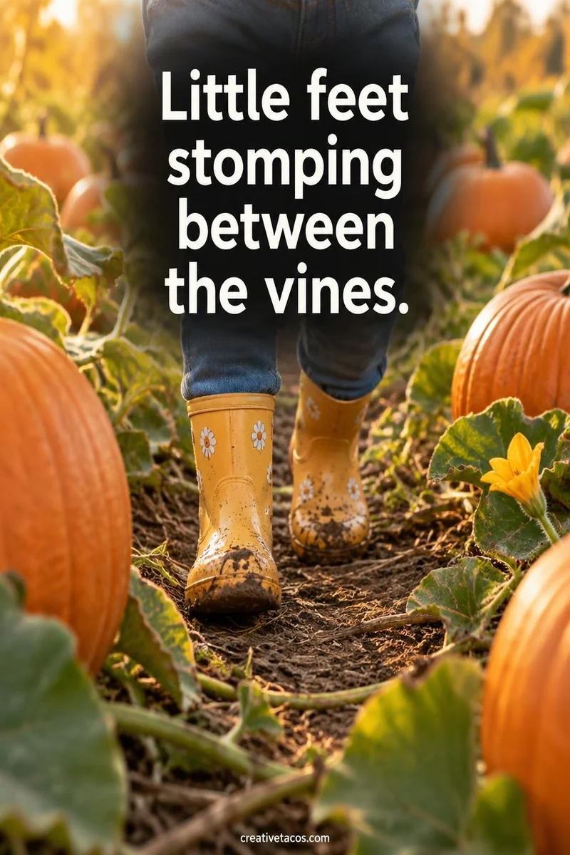 Quote card: Little feet stomping between the vines.