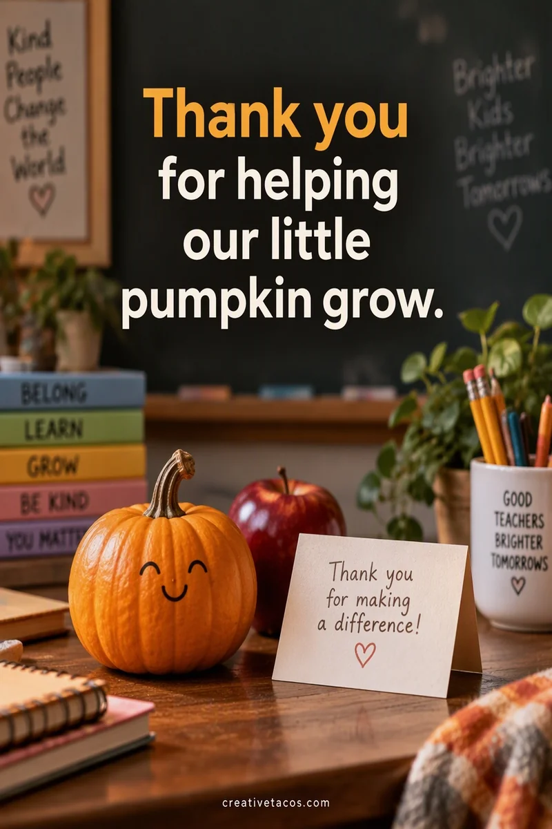 Quote card: Thank you for helping our little pumpkin grow.