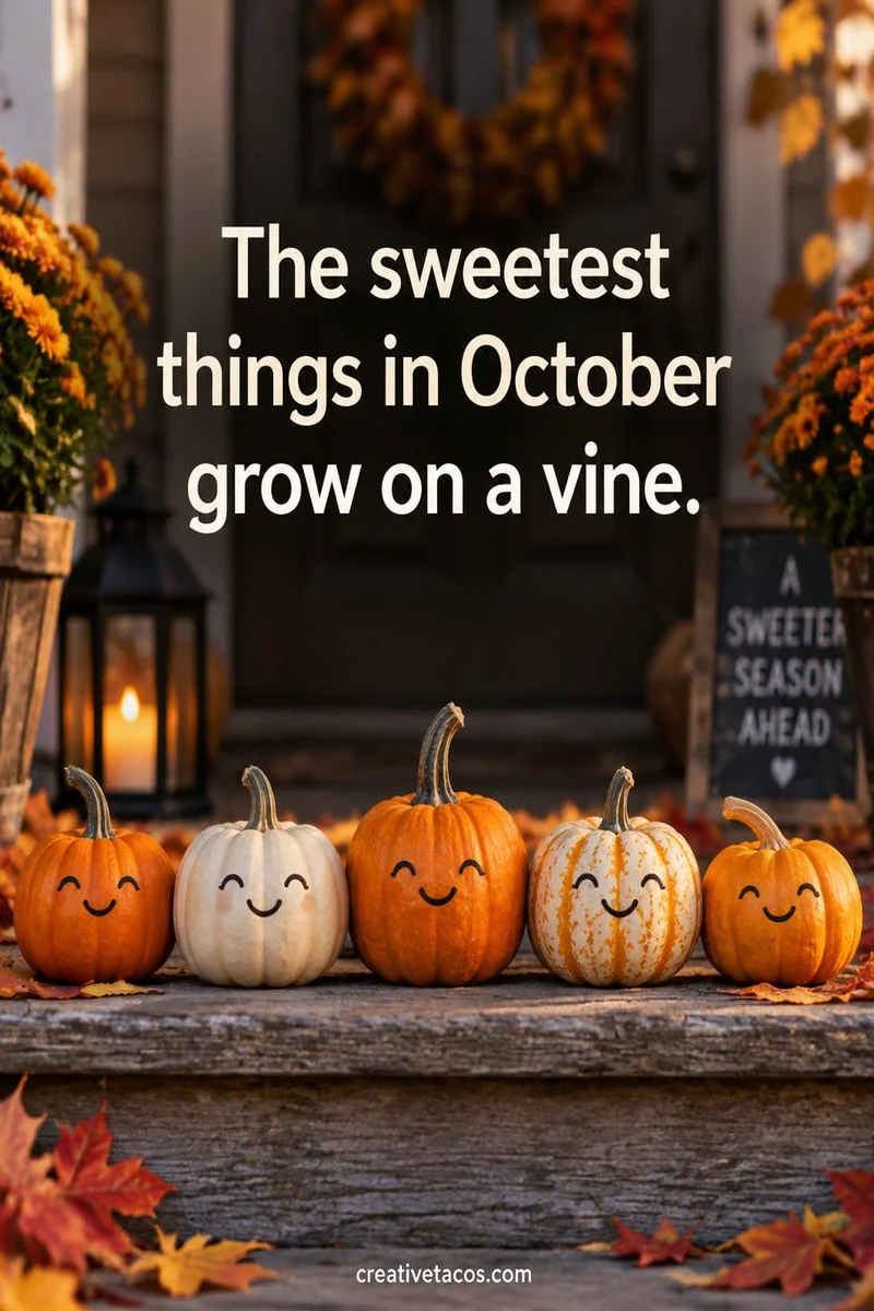 Quote card: The sweetest things in October grow on a vine.