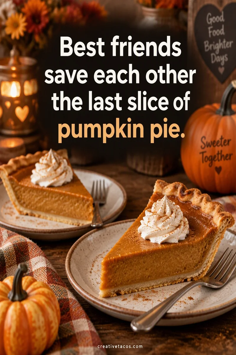 Quote card: Best friends save each other the last slice of pumpkin pie.