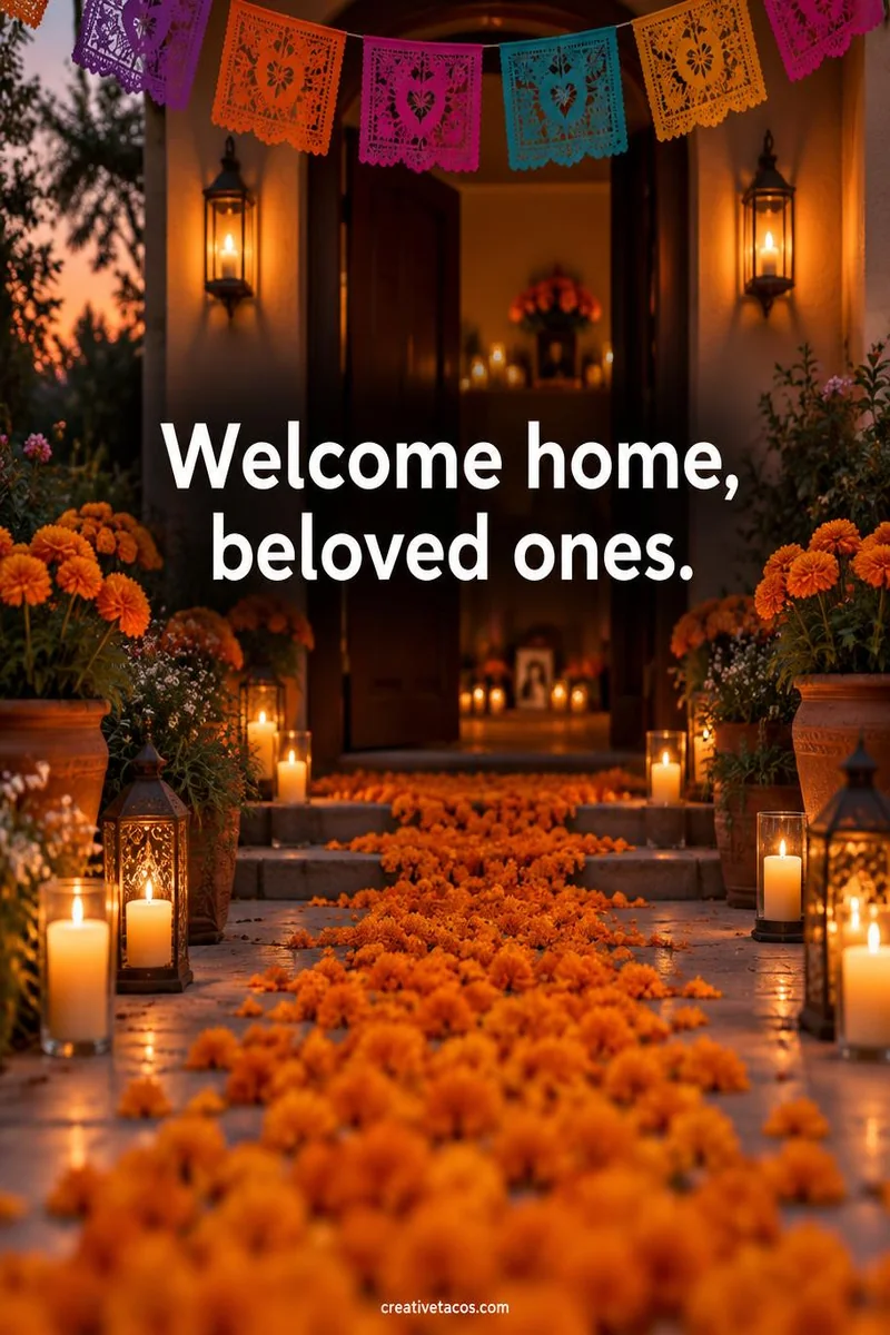 Quote card: Welcome home, beloved ones.