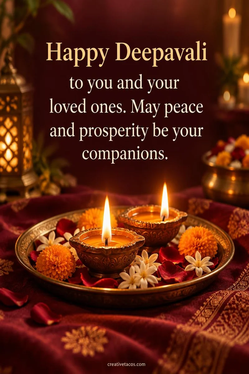 Quote card: Happy Deepavali to you and your loved ones. May peace and prosperity be your companions.