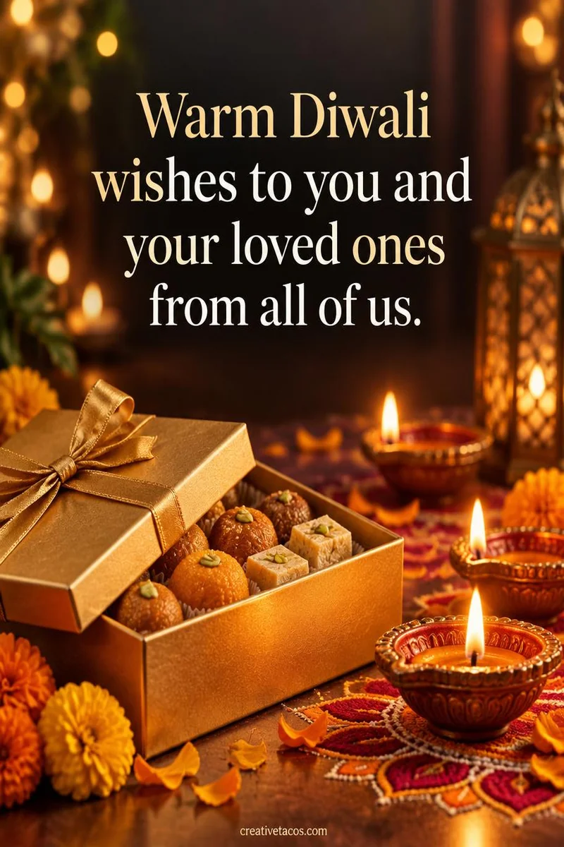 Quote card: Warm Diwali wishes to you and your loved ones from all of us.