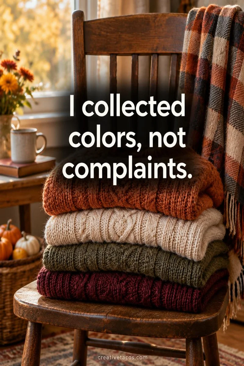 Quote card: I collected colors, not complaints.