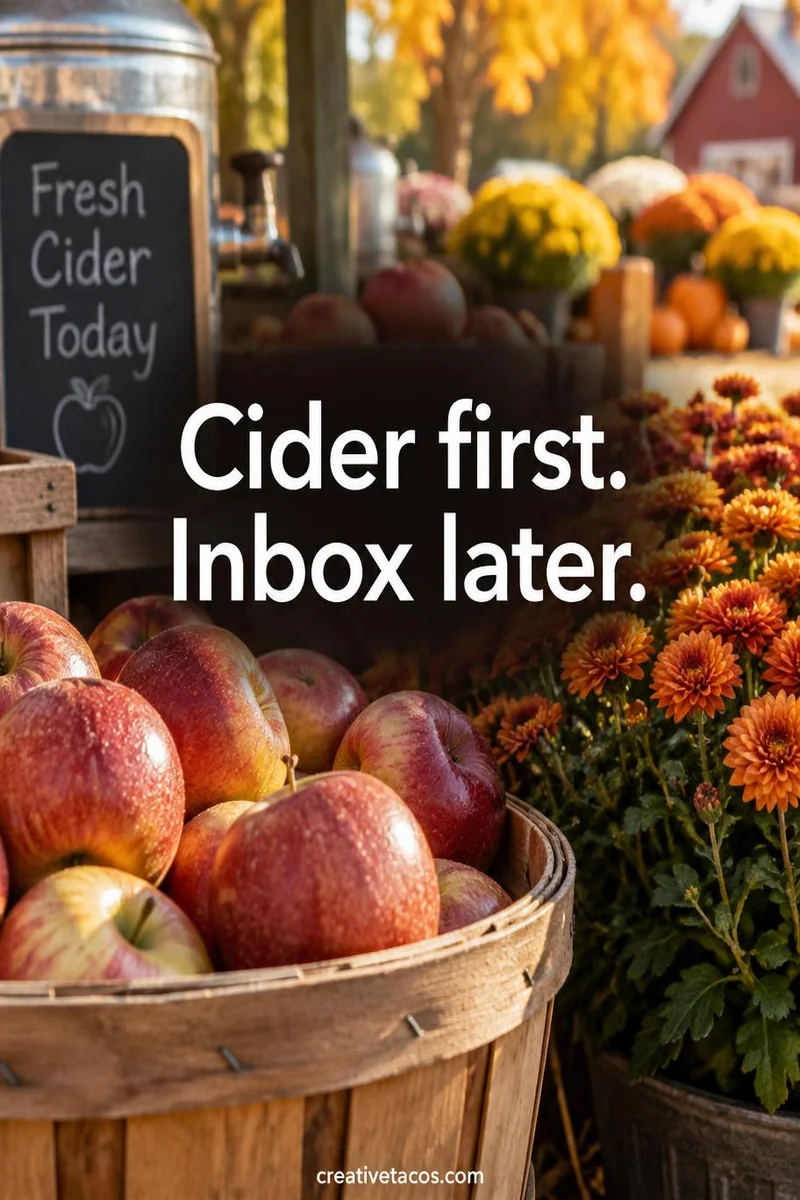 Quote card: Cider first. Inbox later.