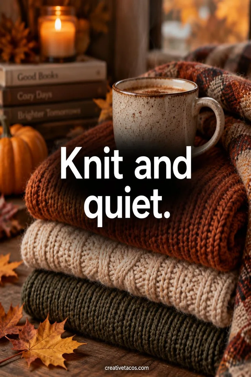 Quote card: Knit and quiet.
