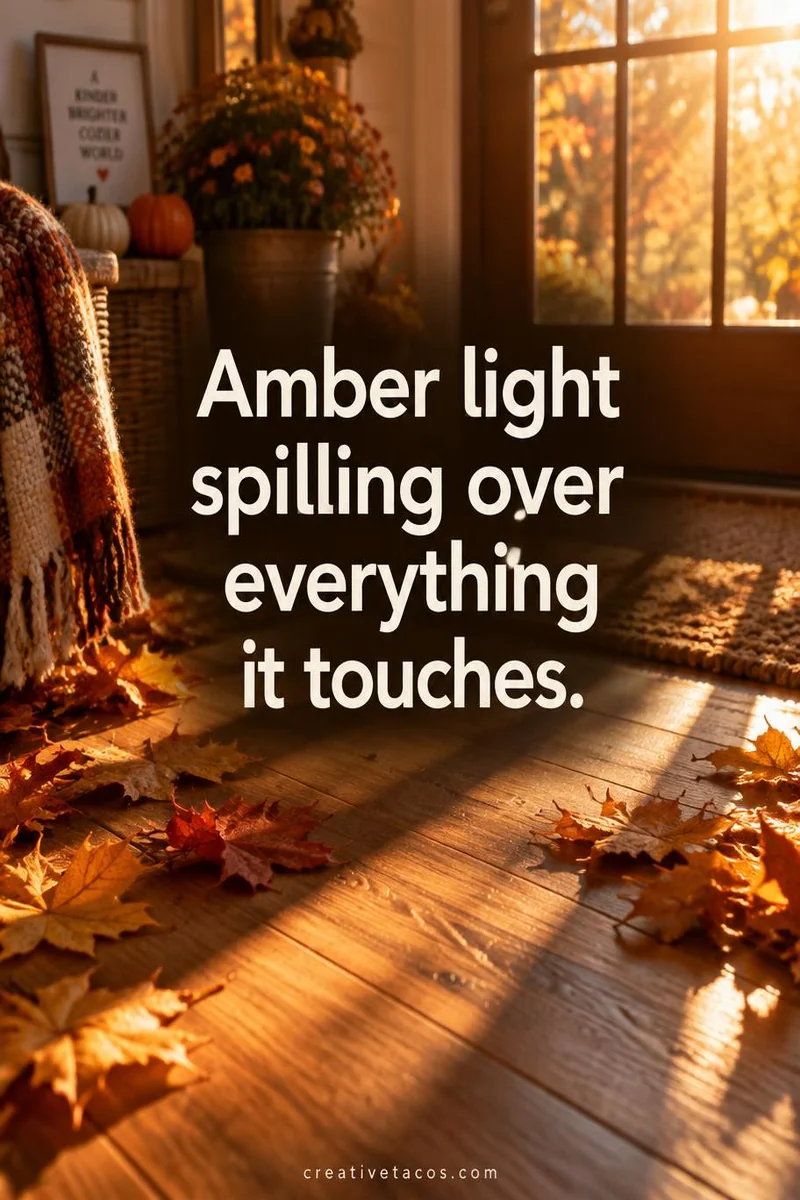Quote card: Amber light spilling over everything it touches.
