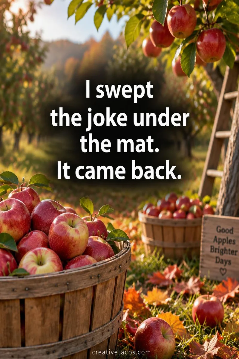 Quote card: I swept the joke under the mat. It came back.