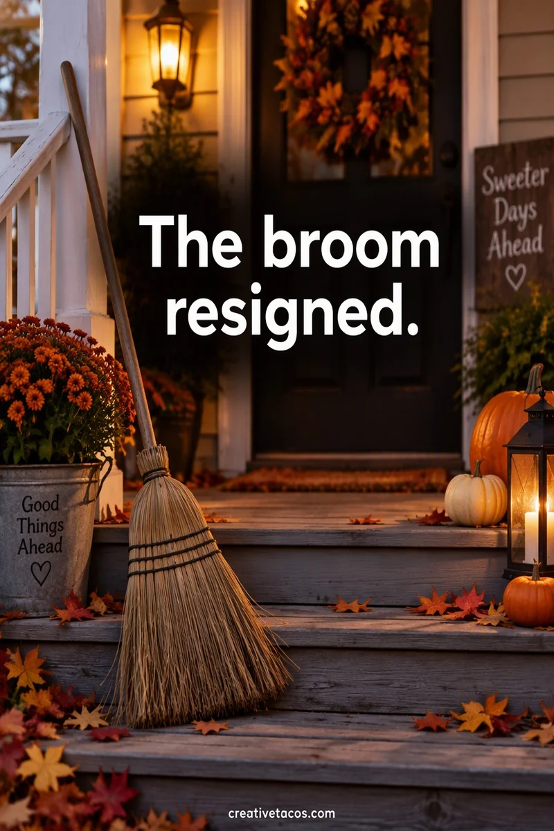 Quote card: The broom resigned.