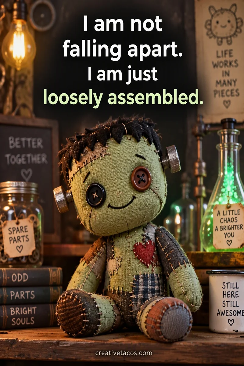 Quote card: I am not falling apart. I am just loosely assembled.