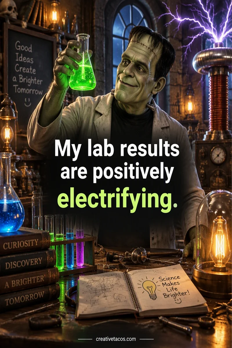 Quote card: My lab results are positively electrifying.