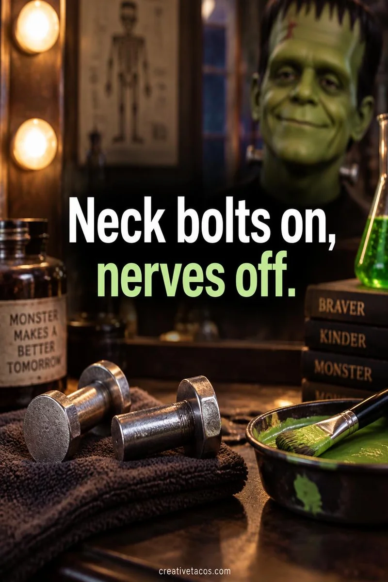 Quote card: Neck bolts on, nerves off.