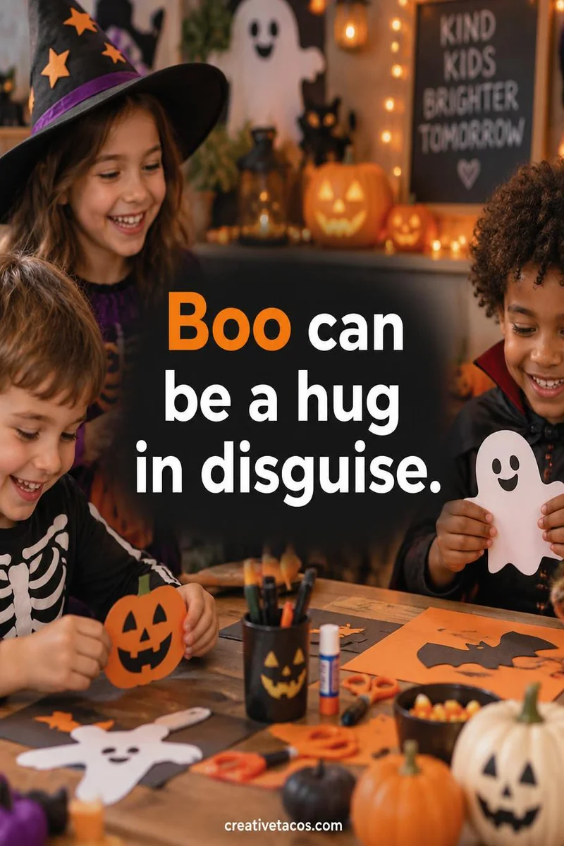Quote card: Boo can be a hug in disguise.