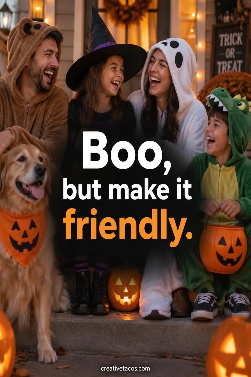 Quote card: Boo, but make it friendly.