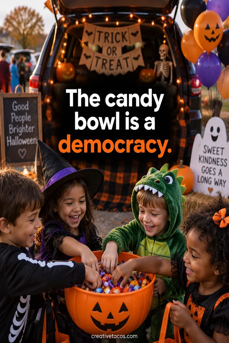 Quote card: The candy bowl is a democracy.