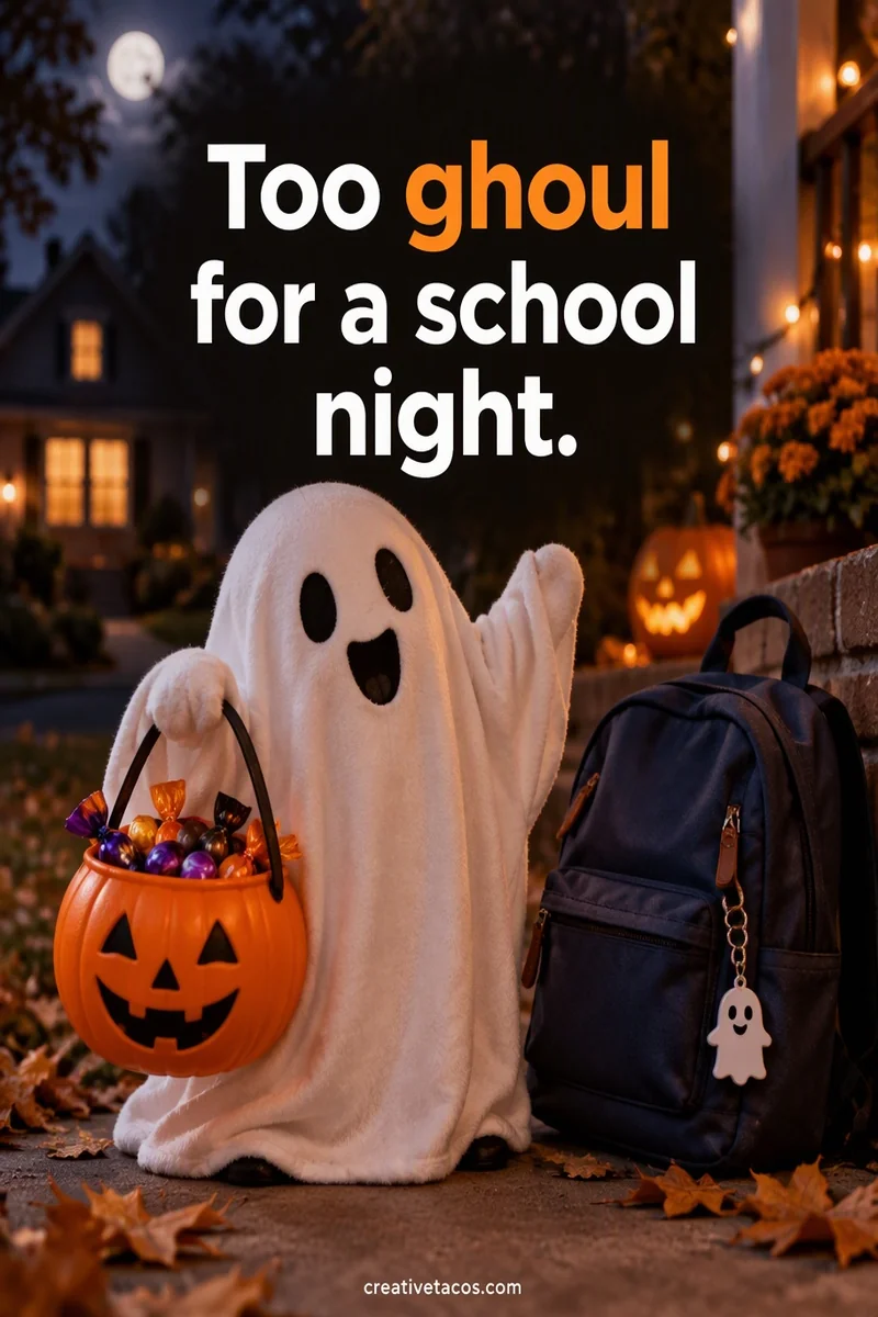 Quote card: Too ghoul for a school night.