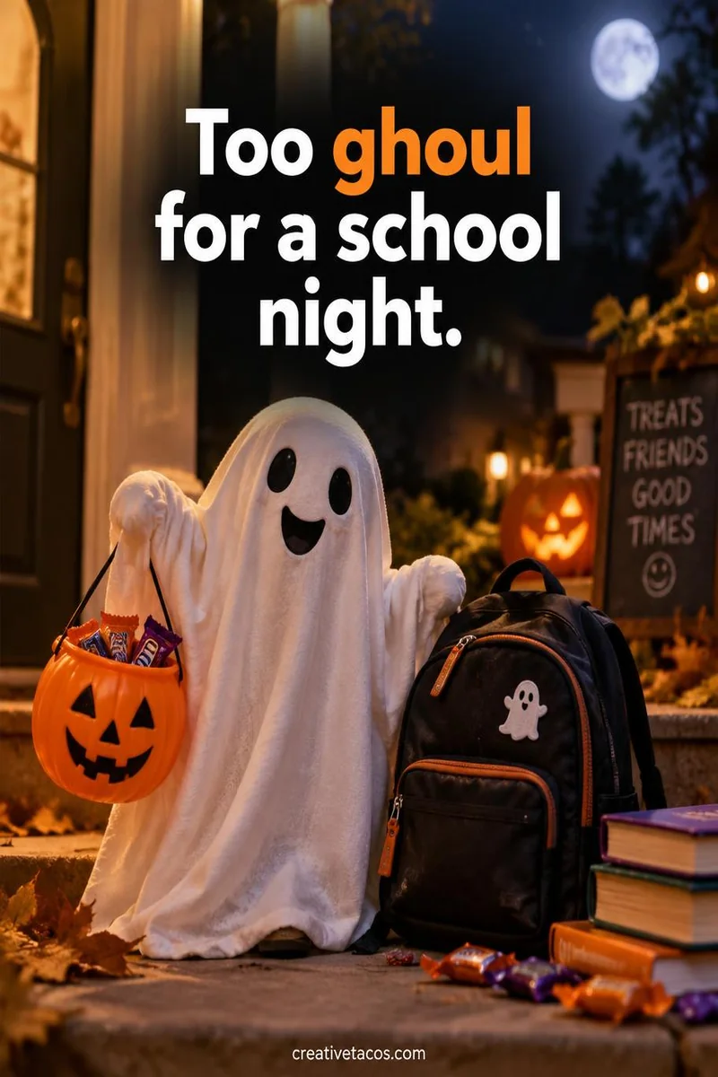 Quote card: Too ghoul for a school night.