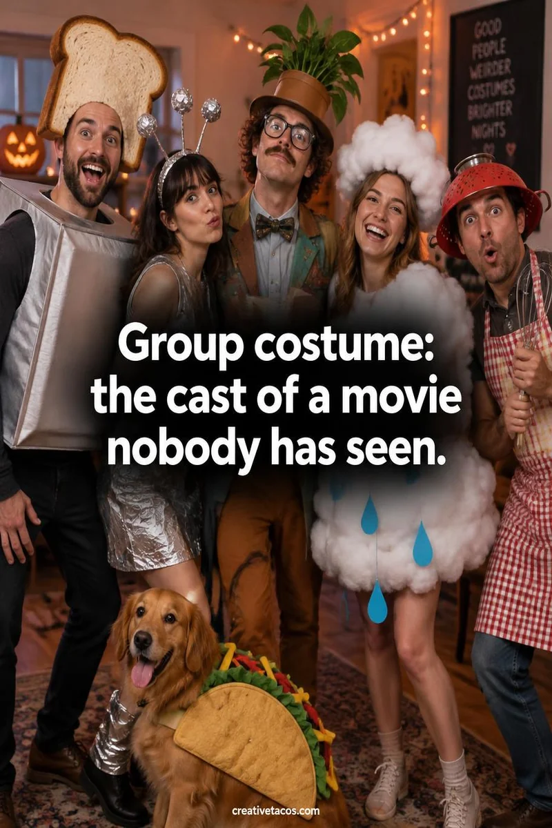 Quote card: Group costume: the cast of a movie nobody has seen.