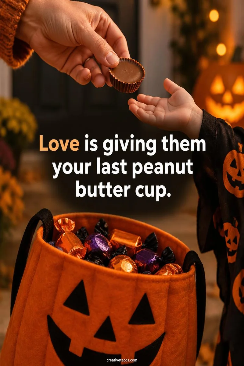 Quote card: Love is giving them your last peanut butter cup.