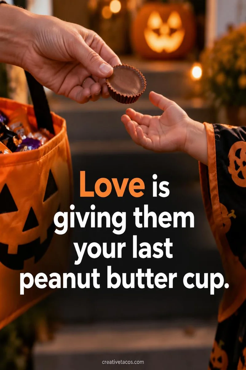 Quote card: Love is giving them your last peanut butter cup.