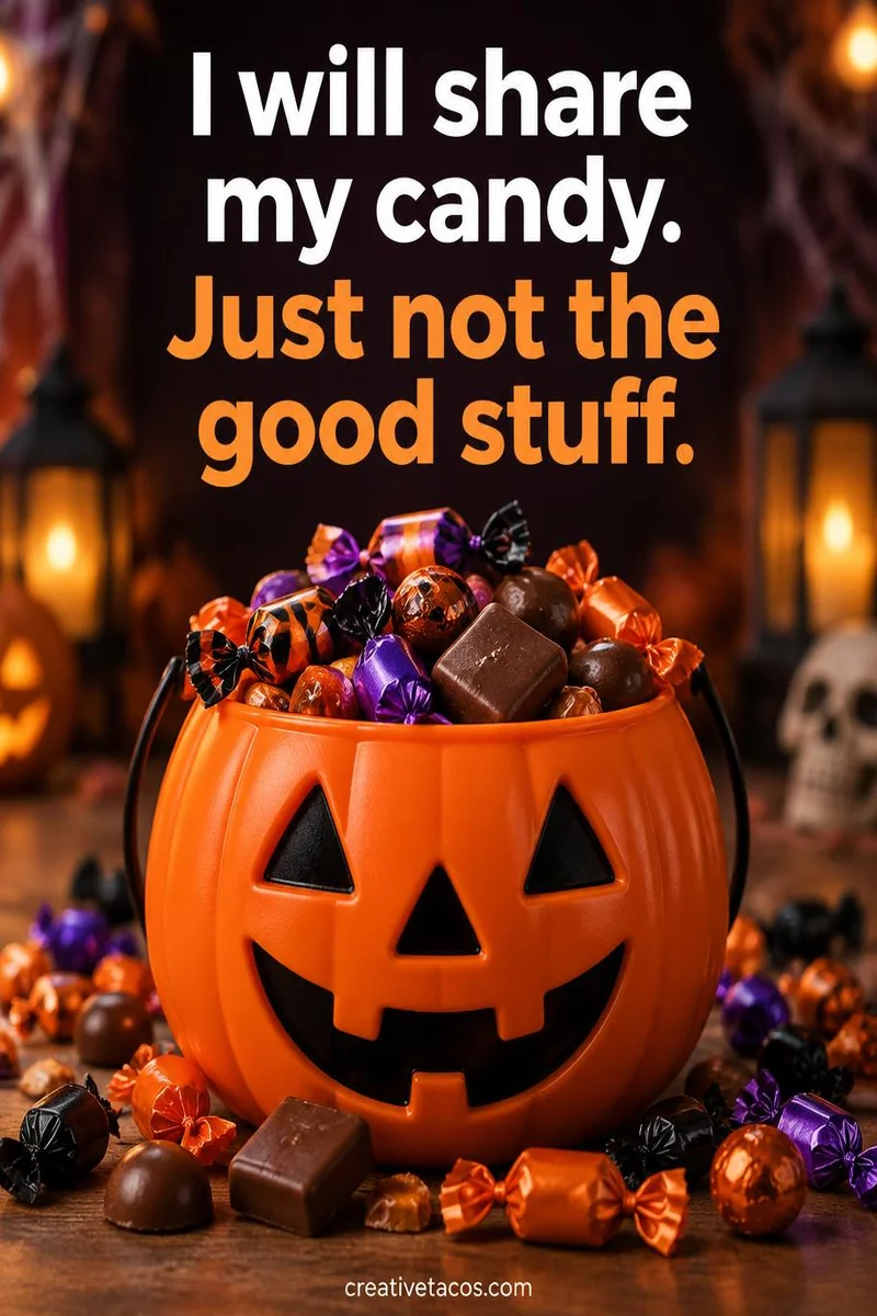 Quote card: I will share my candy. Just not the good stuff.