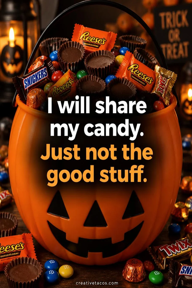 Quote card: I will share my candy. Just not the good stuff.