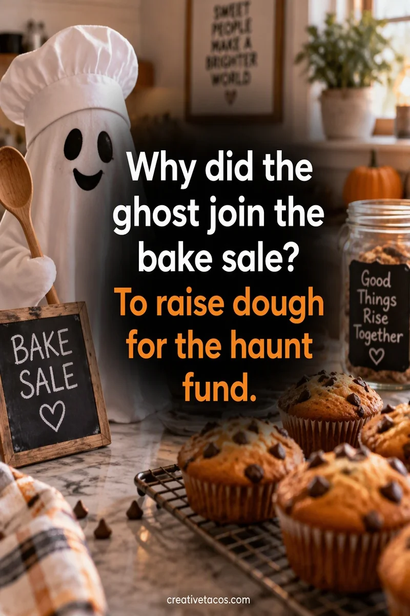 Quote card: Why did the ghost join the bake sale? To raise dough for the haunt fund.