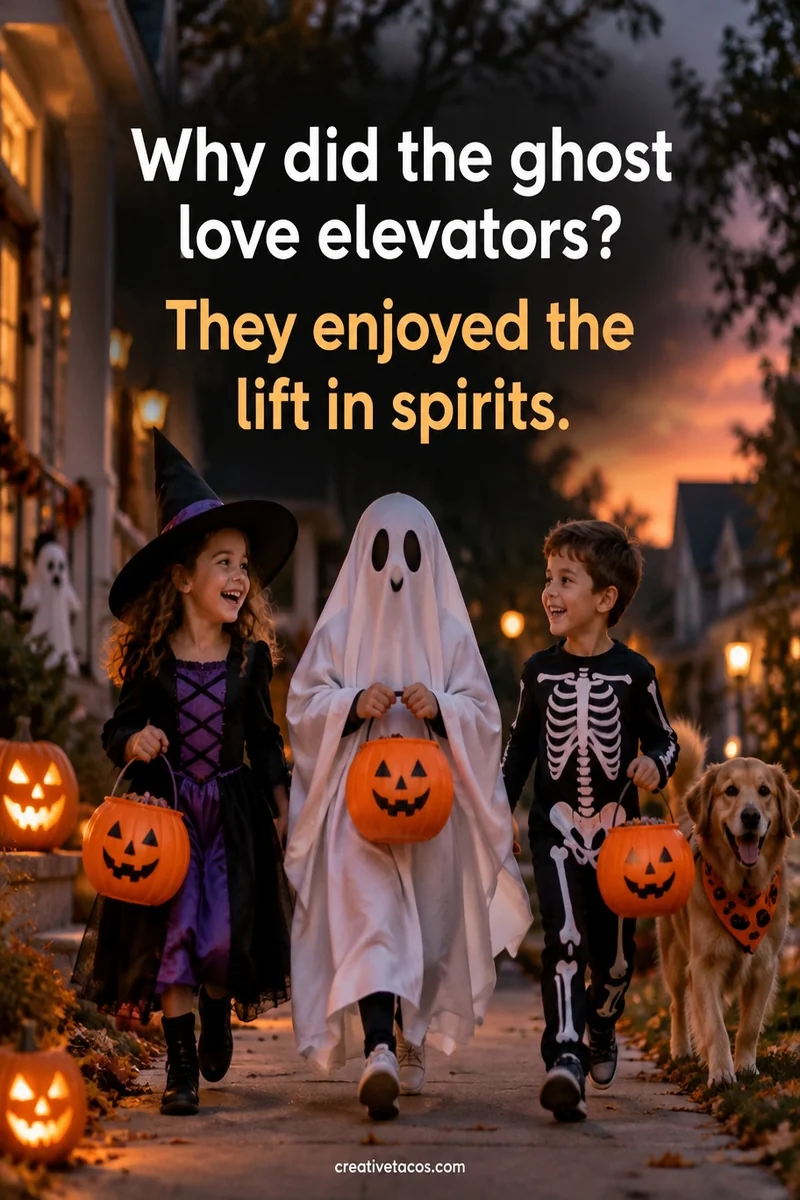 Quote card: Why did the ghost love elevators? They enjoyed the lift in spirits.