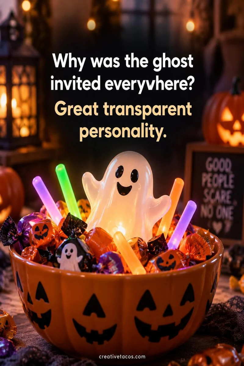 Quote card: Why was the ghost invited everywhere? Great transparent personality.
