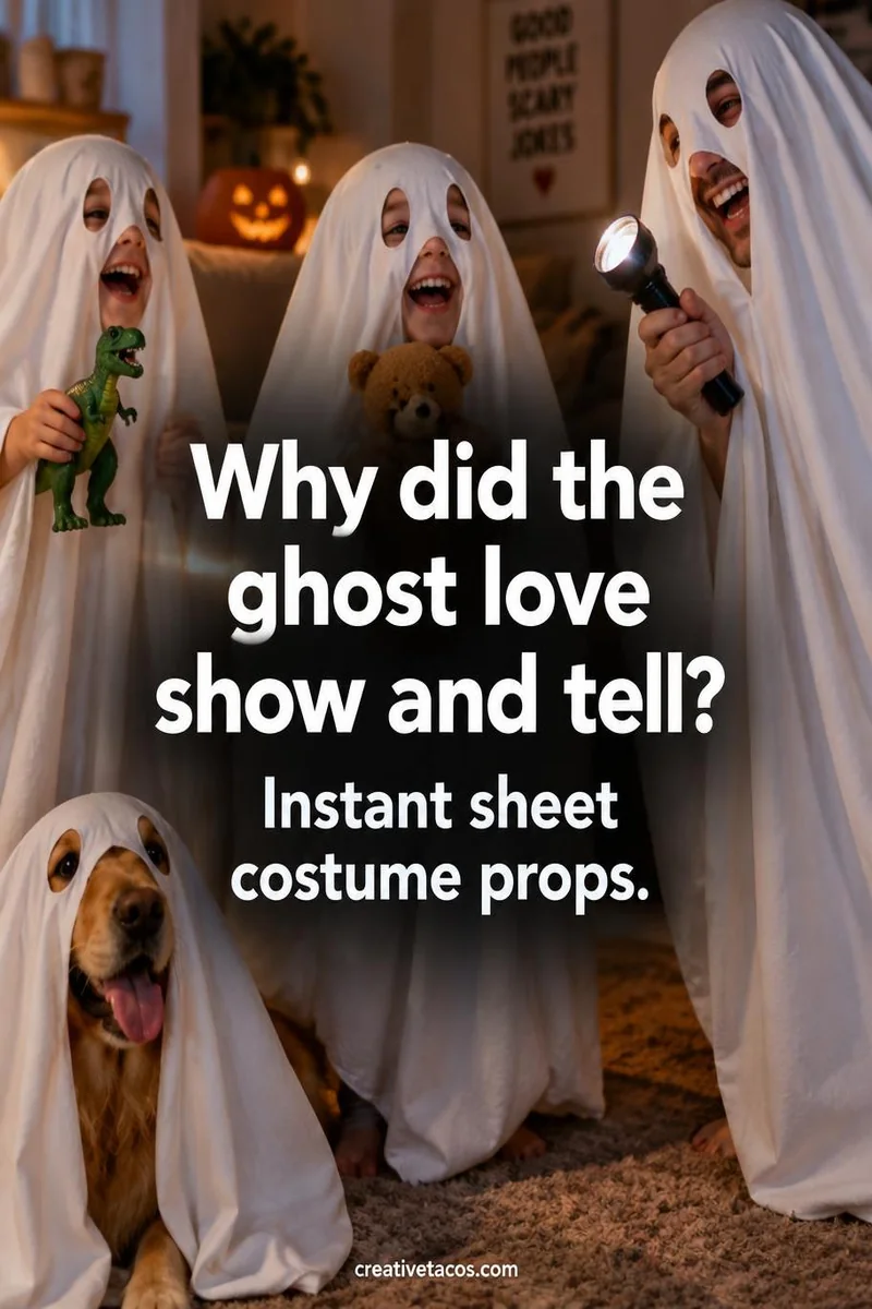 Quote card: Why did the ghost love show and tell? Instant sheet costume props.