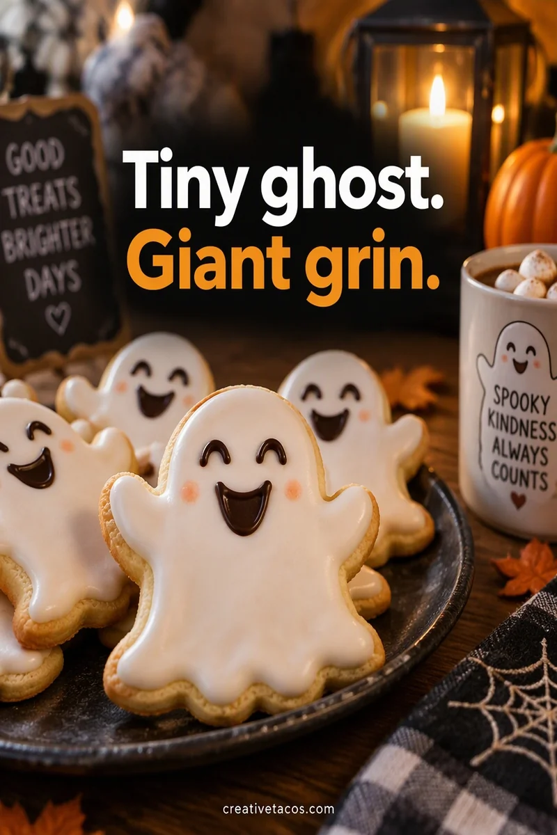 Quote card: Tiny ghost. Giant grin.