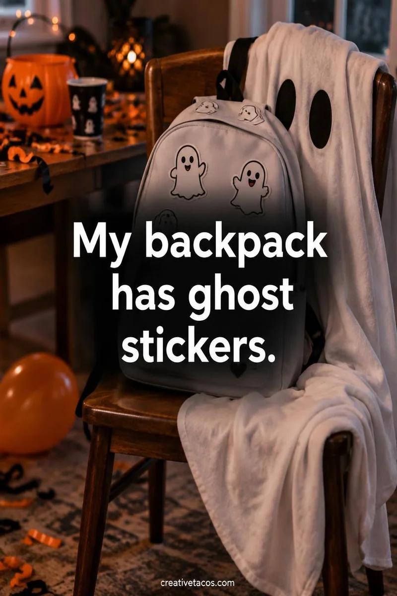 Quote card: My backpack has ghost stickers.