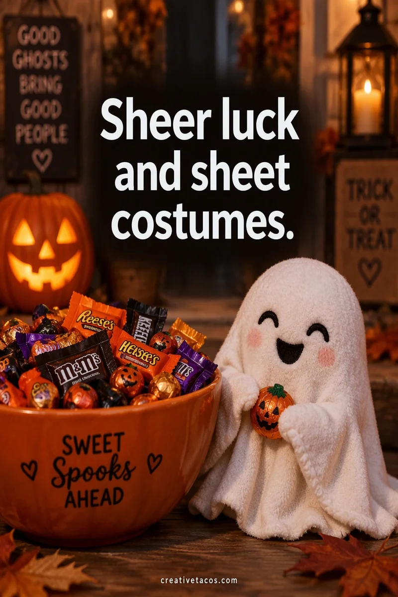 Quote card: Sheer luck and sheet costumes.