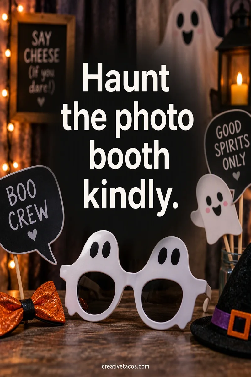 Quote card: Haunt the photo booth kindly.