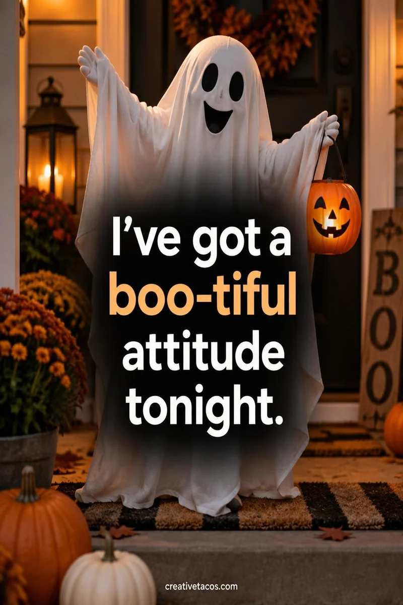Quote card: I've got a boo-tiful attitude tonight.