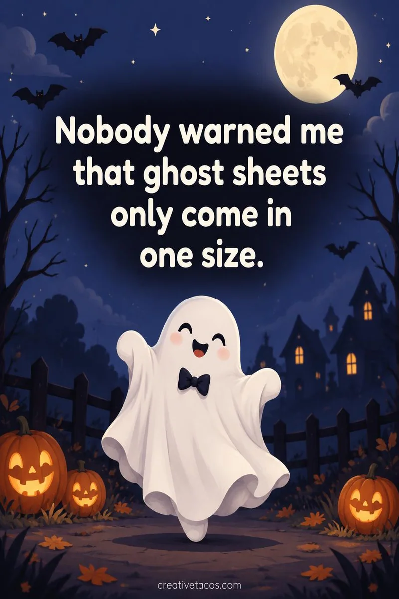 Quote card: Nobody warned me that ghost sheets only come in one size.