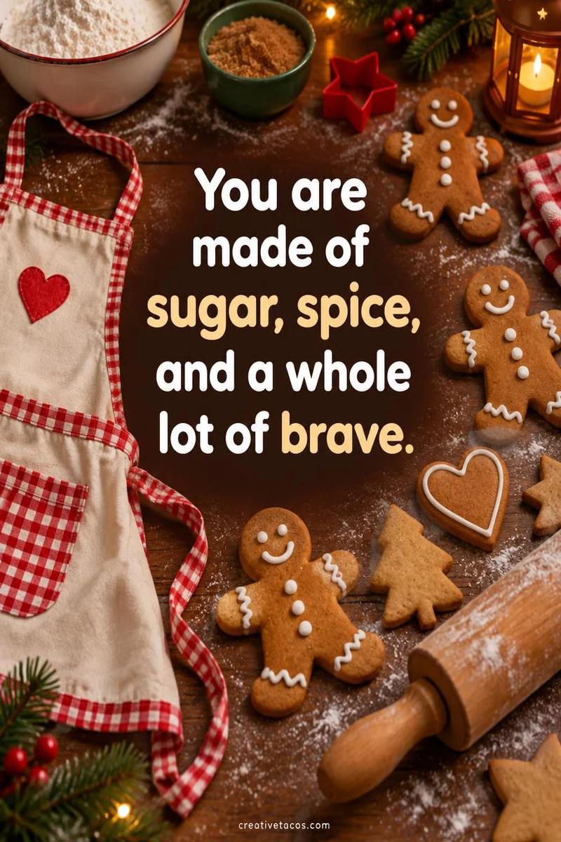 Quote card: You are made of sugar, spice, and a whole lot of brave.
