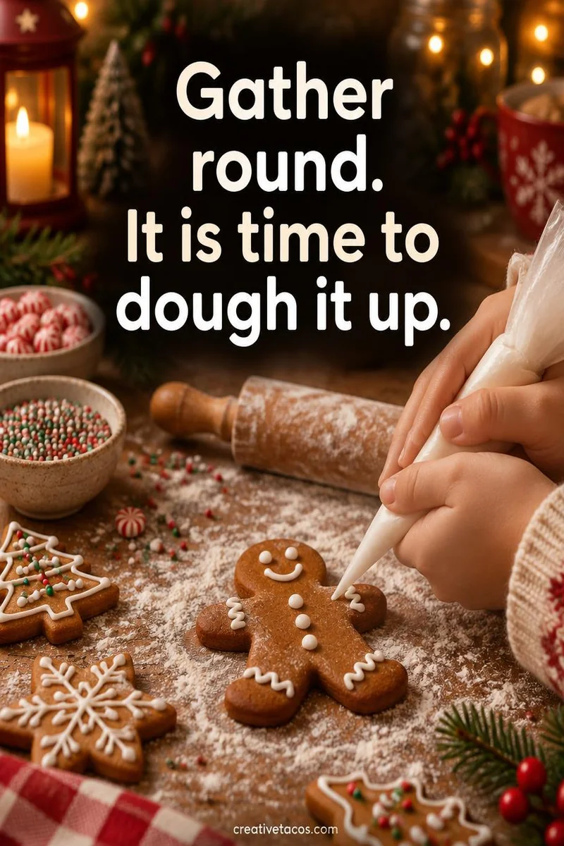 Quote card: Gather round. It is time to dough it up.