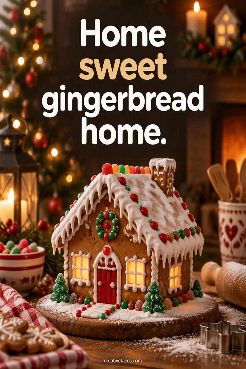 Quote card: Home sweet gingerbread home.