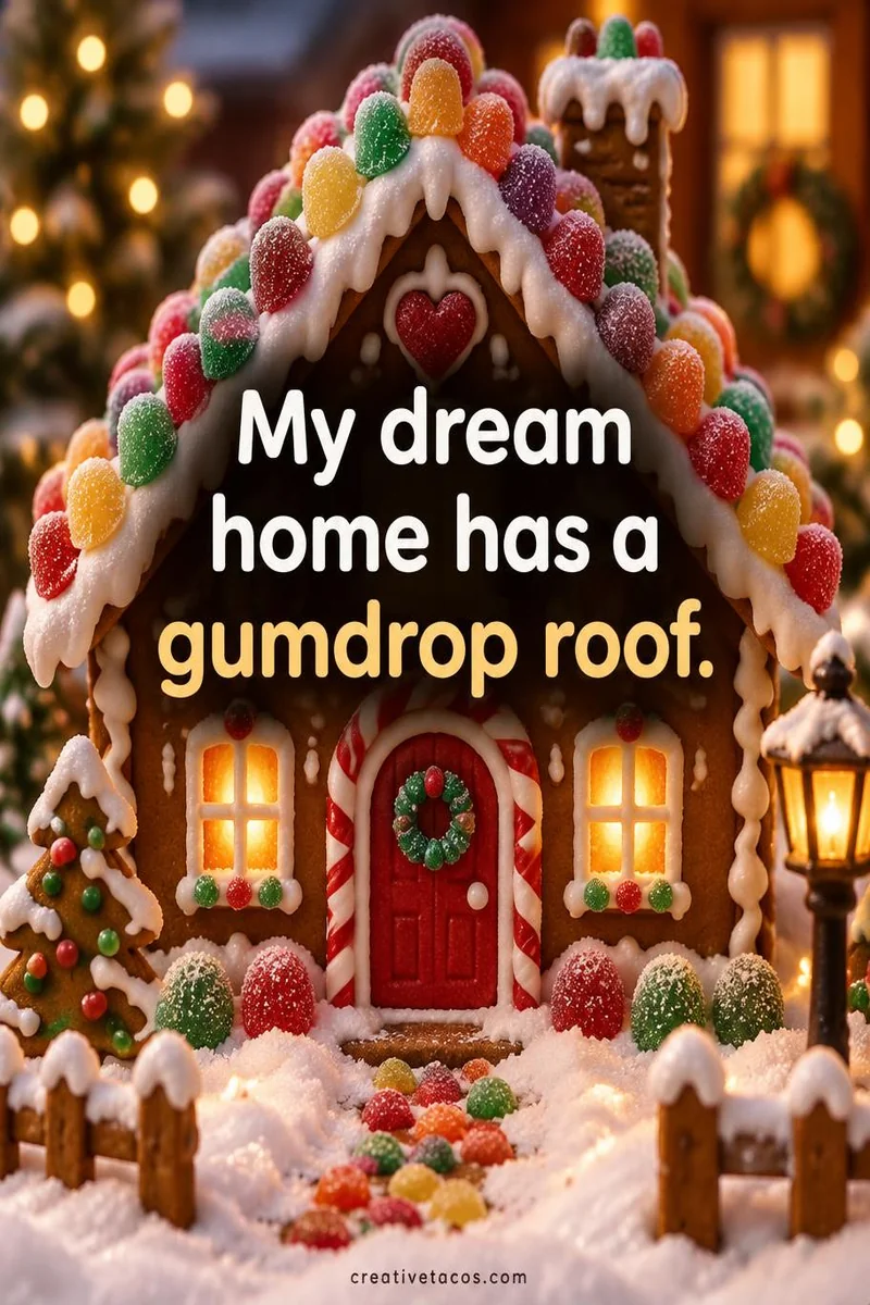 Quote card: My dream home has a gumdrop roof.