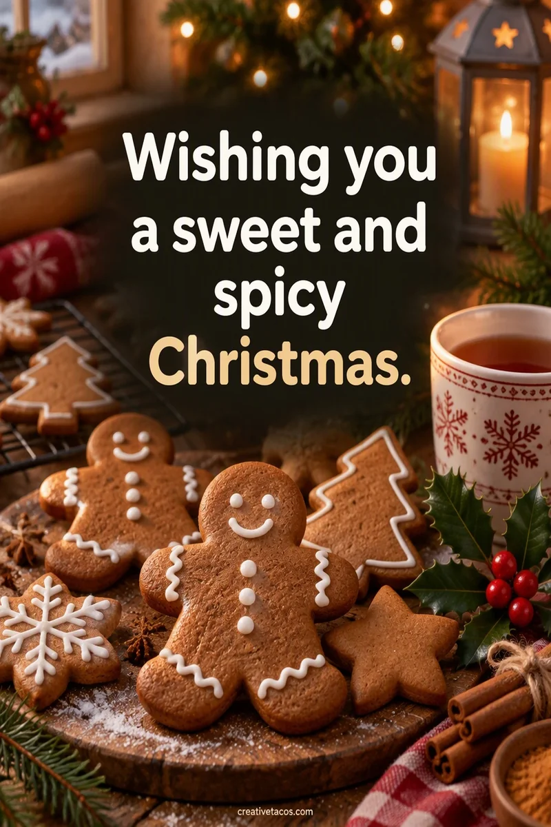 Quote card: Wishing you a sweet and spicy Christmas.