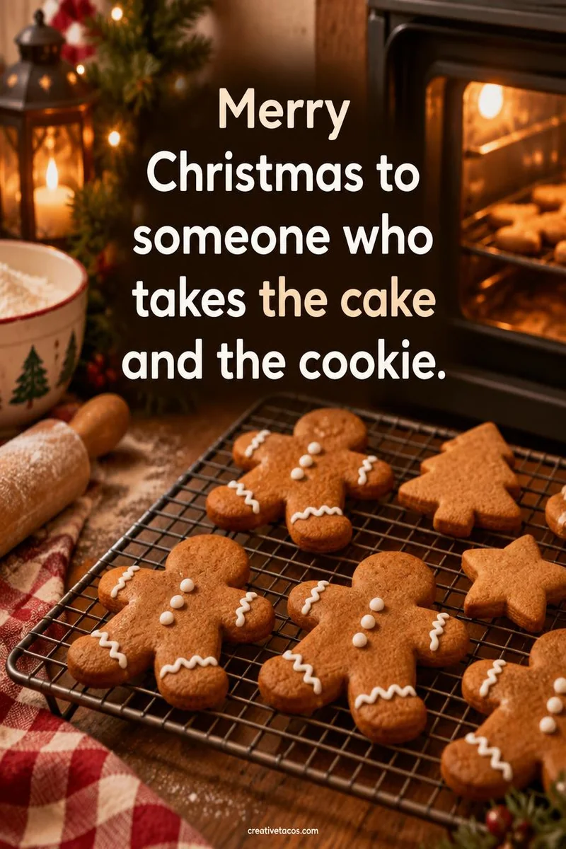 Quote card: Merry Christmas to someone who takes the cake and the cookie.